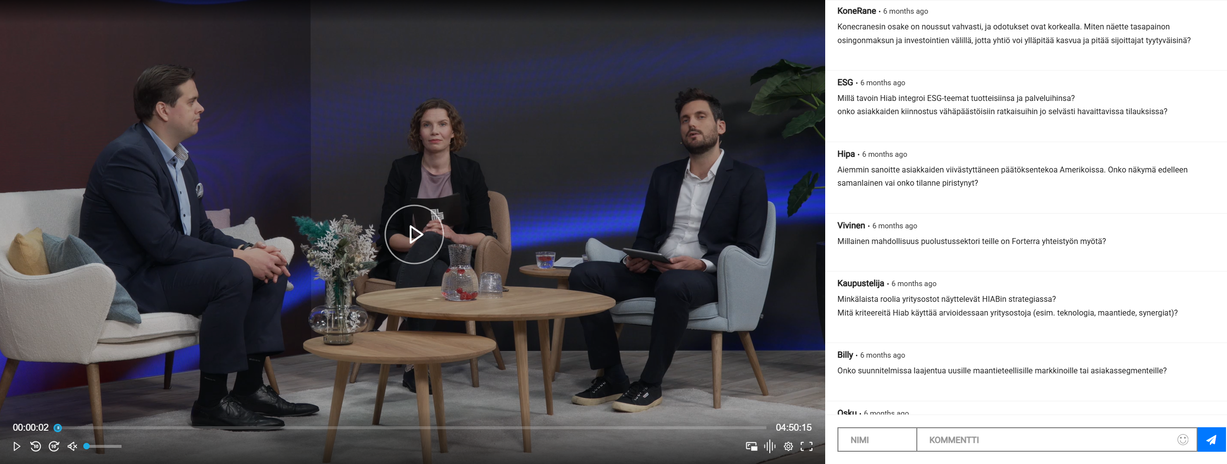 Example of Q&A interaction during a live webinar panel discussion